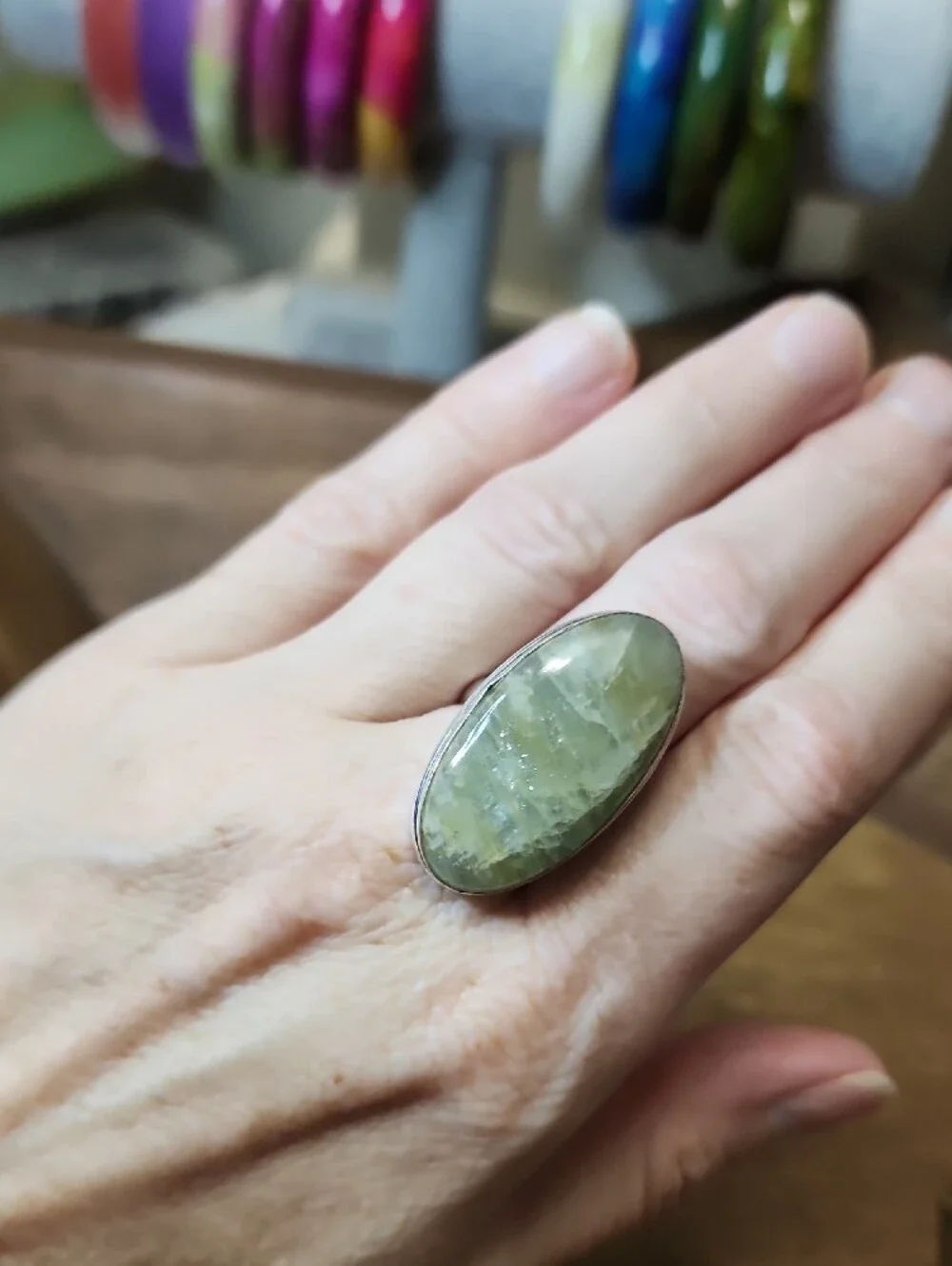 Oval Aquamarine Stone Women's Ring -